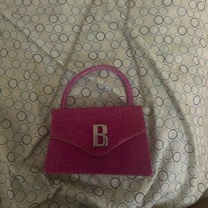 Pink Gem Purse with Silver Chain